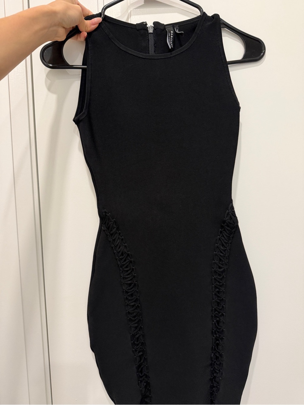 Marciano Black Bandage Mini Dress with Side Details
